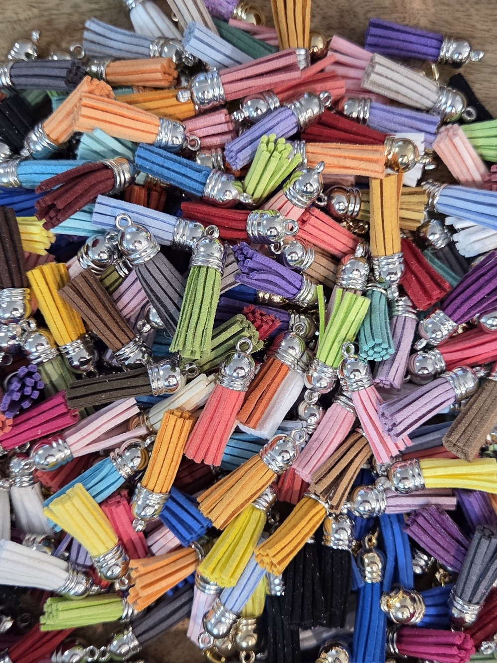 55-Colorful Suede Tassel Charm Lot Amazing Deal - Bulk Pricing - Picture 4 of 6